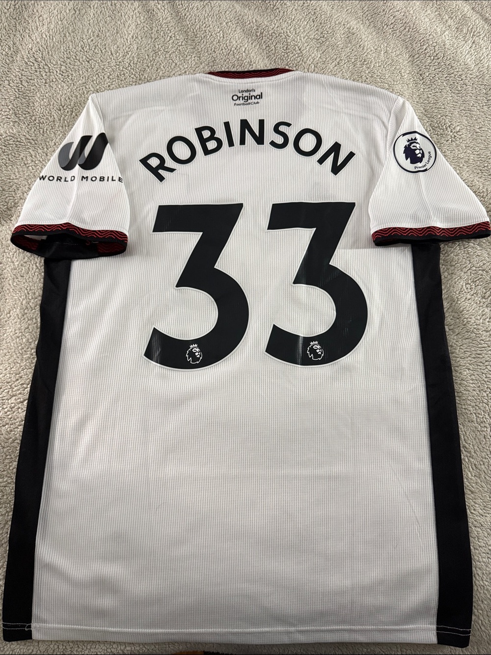 RARE Fulham FC #33 Antonee Robinson 2022-23 Adidas Premier League Home Jersey